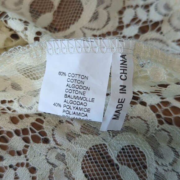 Arty Blush‎ Lace Boho Tunic Flutter ruffle short sleeve Beige Bohemian Gypsy S/M - Picture 6 of 14